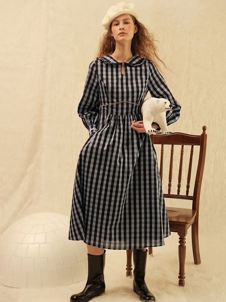 Plaid Vintage Sailor Collar Dress