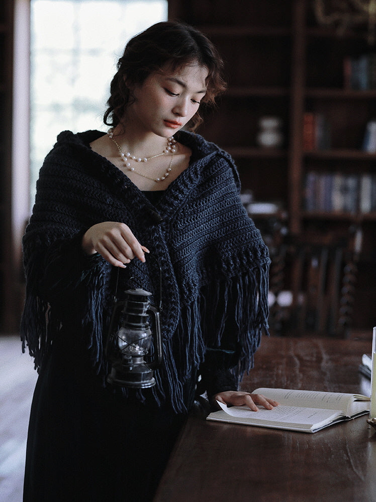 Enchanted Midnight Wool Shawl