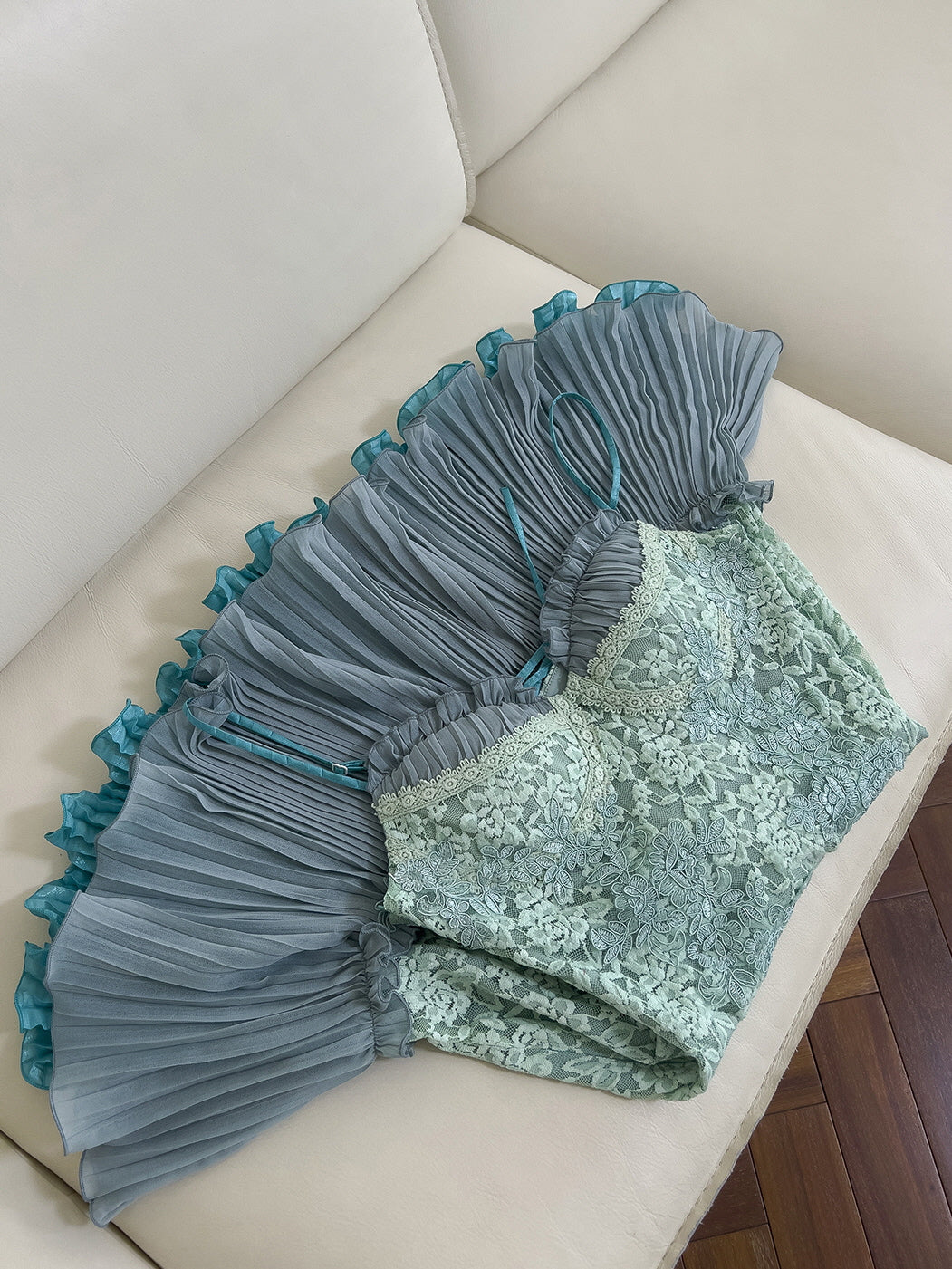 Fairytale Floral Blue Lace Dress