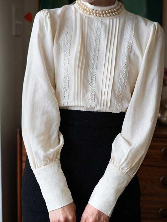 Victorian Elegance Lace Ivory Blouse
