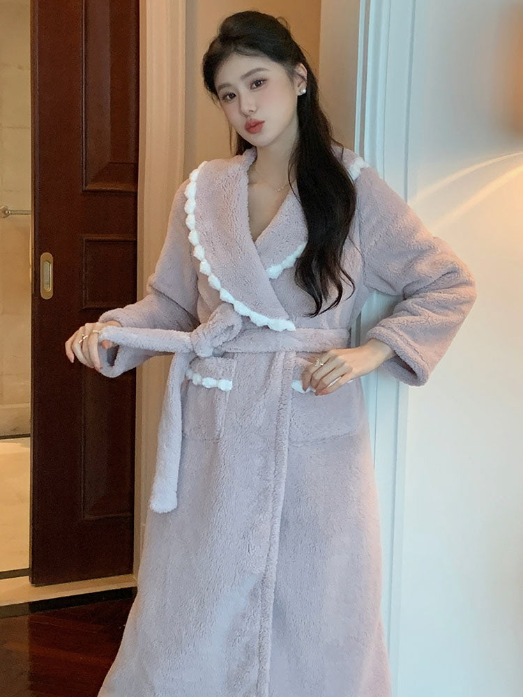 Pom Pom Velvet Winter Robe
