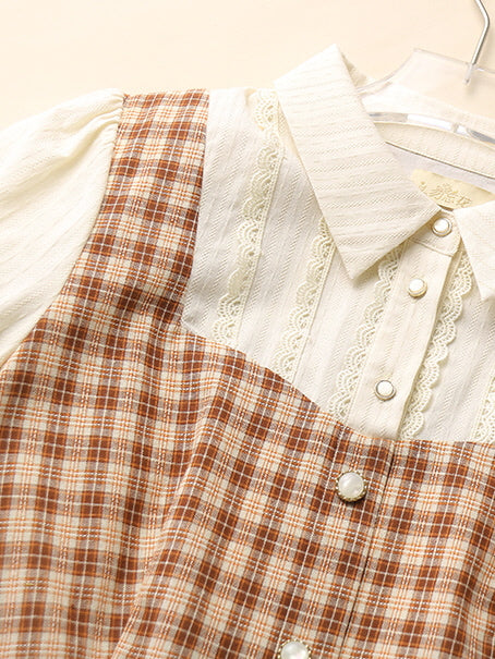 Vintage-Inspired Plaid Pinafore Dress