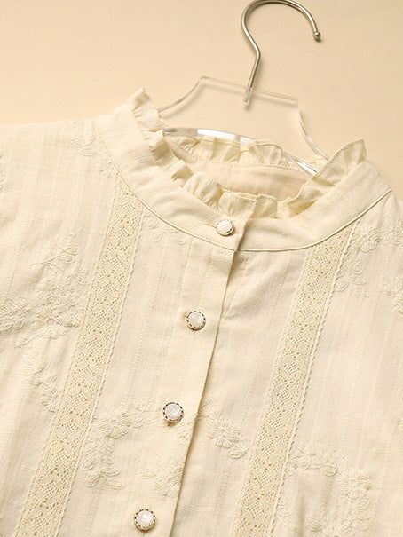 Vintage-Inspired Floral Embroidered Cotton Dress