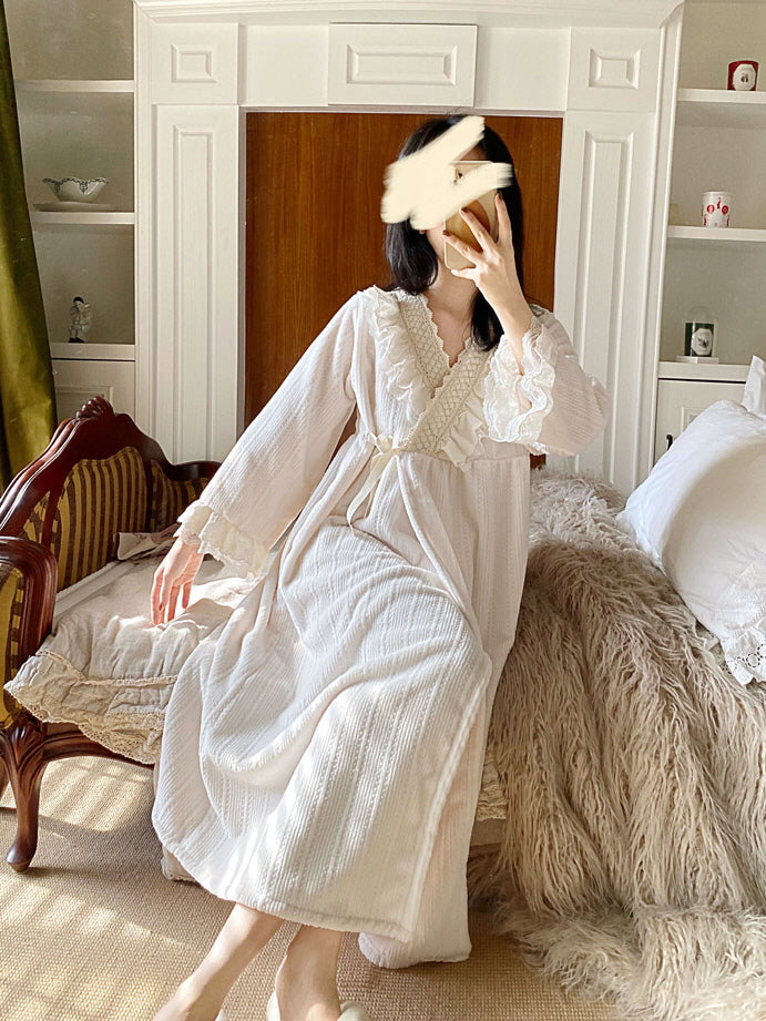 Dreamy Lace-Trim Velvet Nightgown