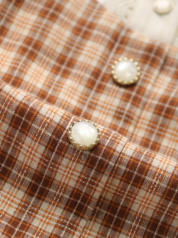 Vintage-Inspired Plaid Pinafore Dress