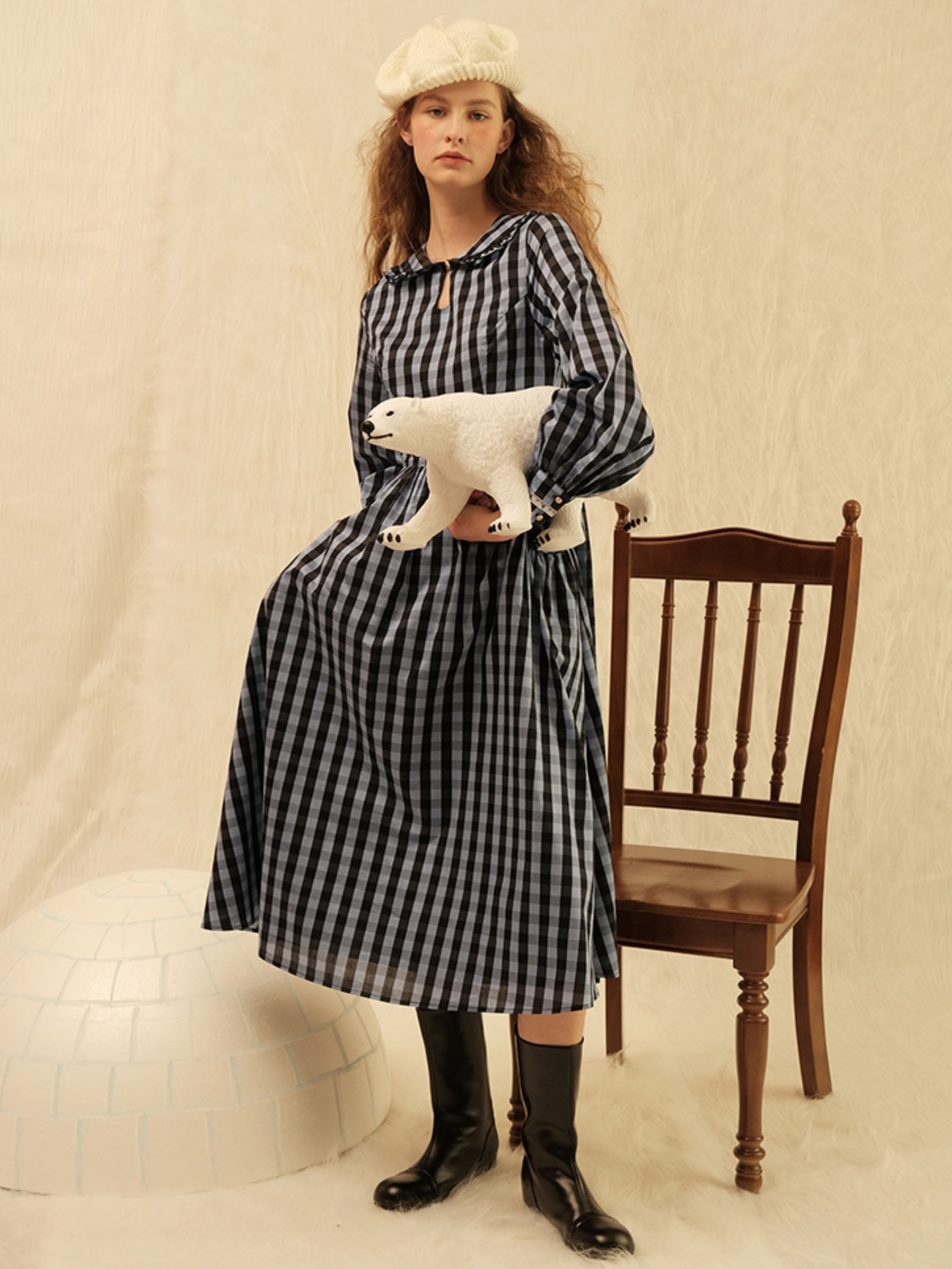 Plaid Vintage Sailor Collar Dress