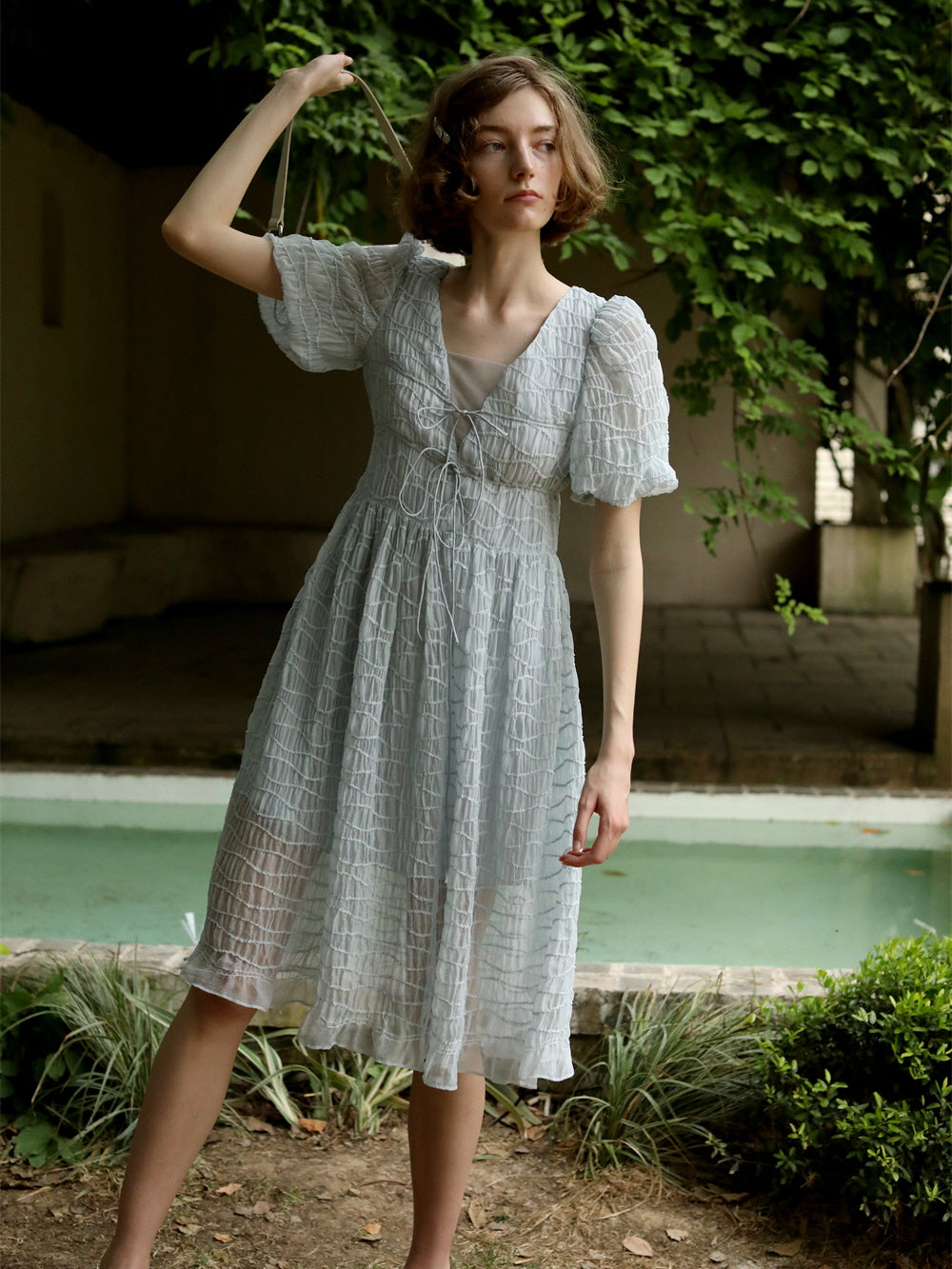 Ethereal Blue-Grey Fairy Dress Grey Blue / M Ethereal Blue-Grey Fairy Dress Grey Blue / M
