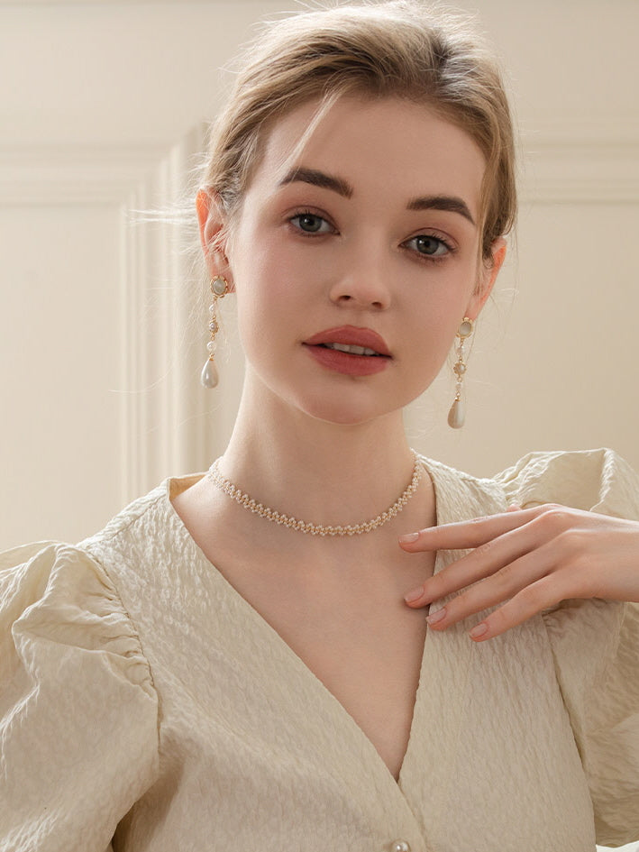 Golden Bloom Pearl Drop Earrings