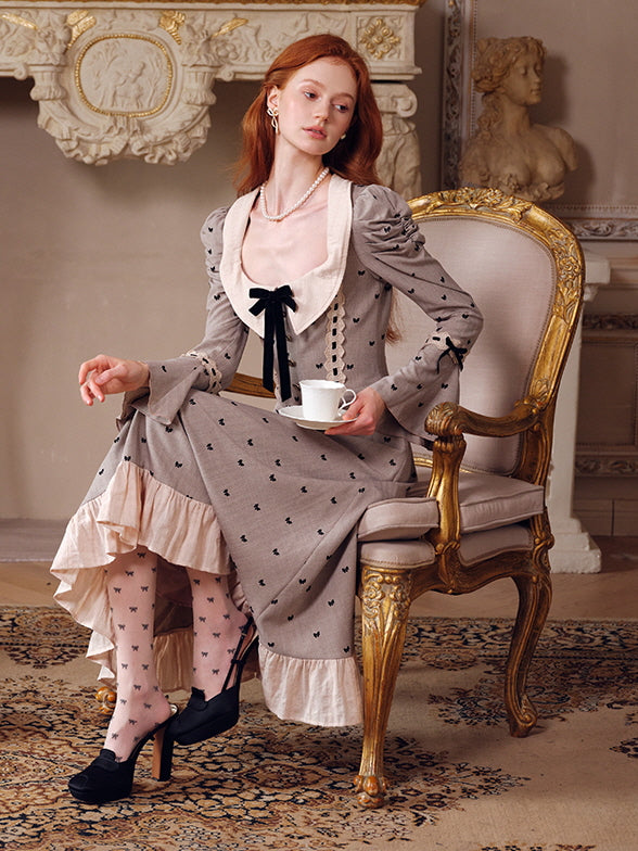 Romantic Bow Embroidered Dress
