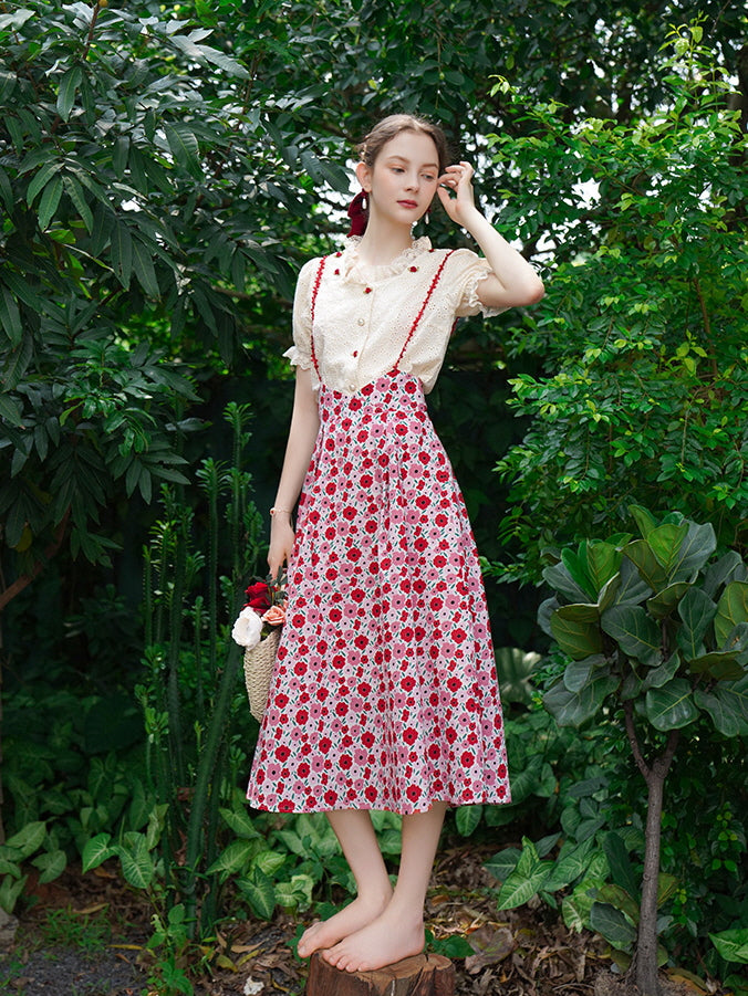 Rosy Garden Midi Skirt