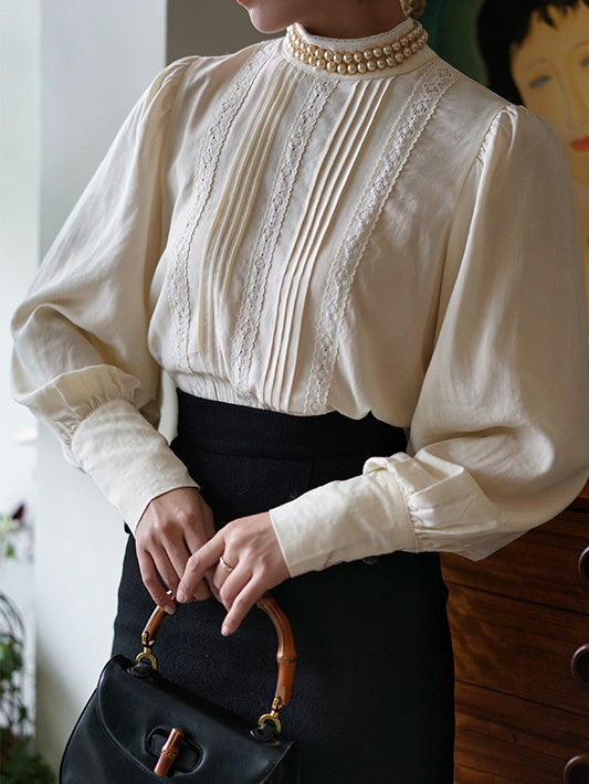 Victorian Elegance Lace Ivory Blouse