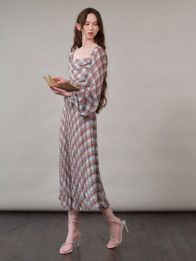 Autumn Plaid Retro Maxi Dress
