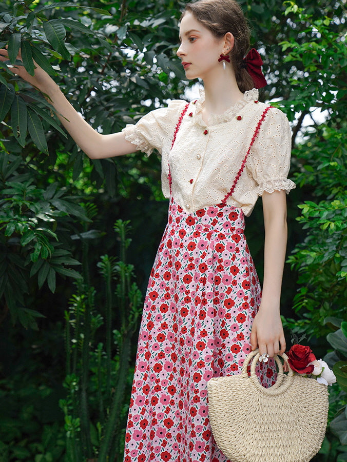 Rosy Garden Midi Skirt
