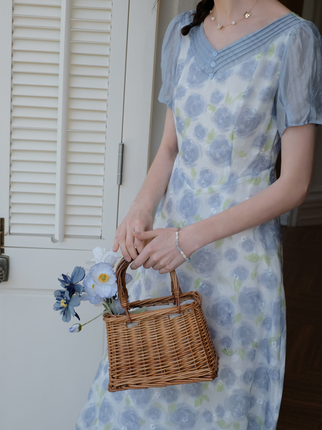 Ethereal Blue Floral Dress
