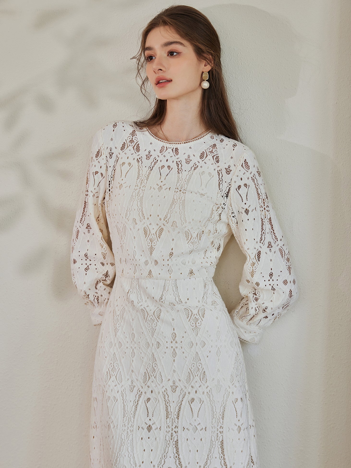 Ivory Lace Midi Dress - Vintage Aesthetic Outfit Ivory Lace Midi Dress - Vintage Aesthetic Outfit