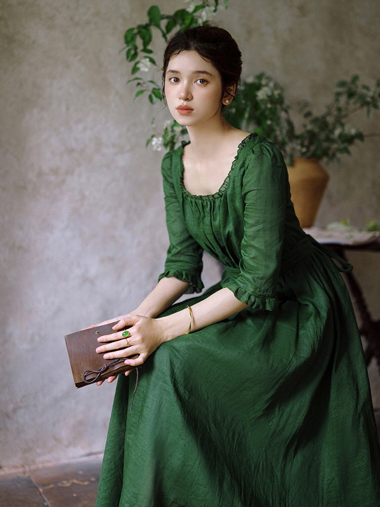Olivia's Classic Elegance Green Dress