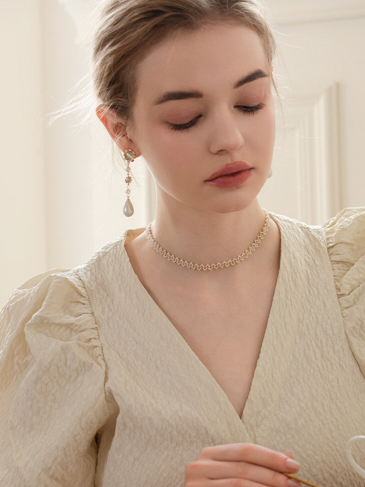 Golden Bloom Pearl Drop Earrings