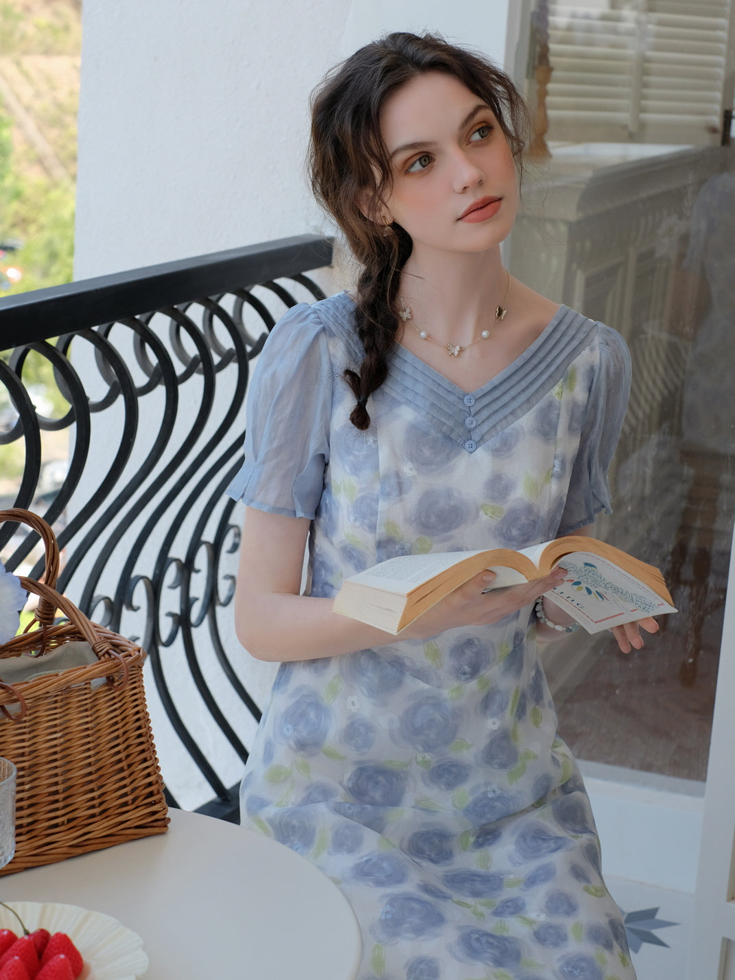Ethereal Blue Floral Dress