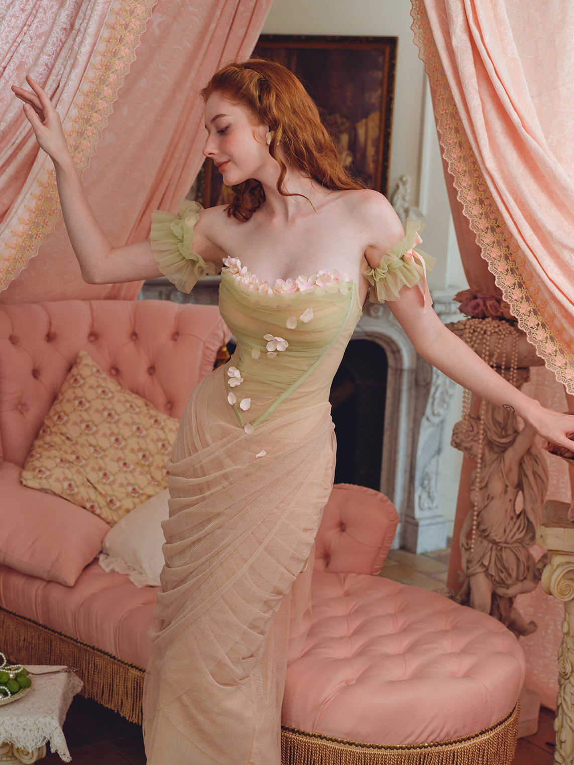 enchanted garden prom dress Enchanted Garden Tulle Dress Pink Green(Pre-Sale 30days) / L