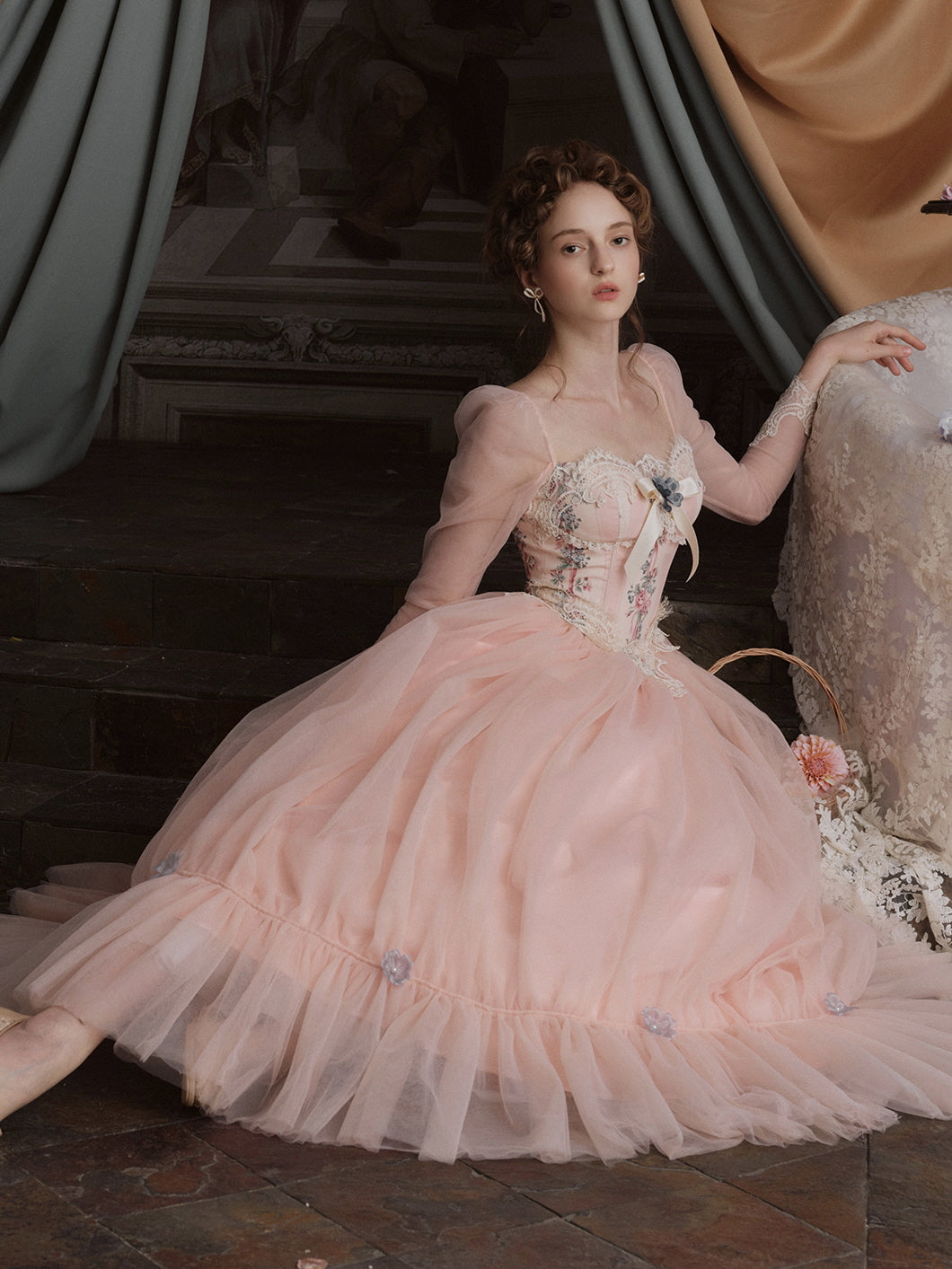 Floral Elegance Vintage Ball Gown