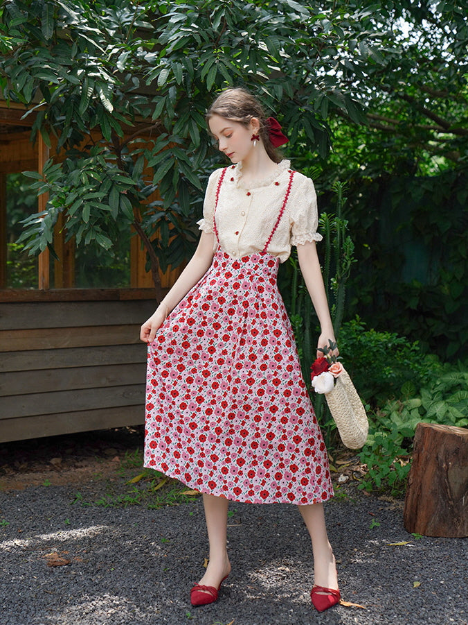 Rosy Garden Midi Skirt