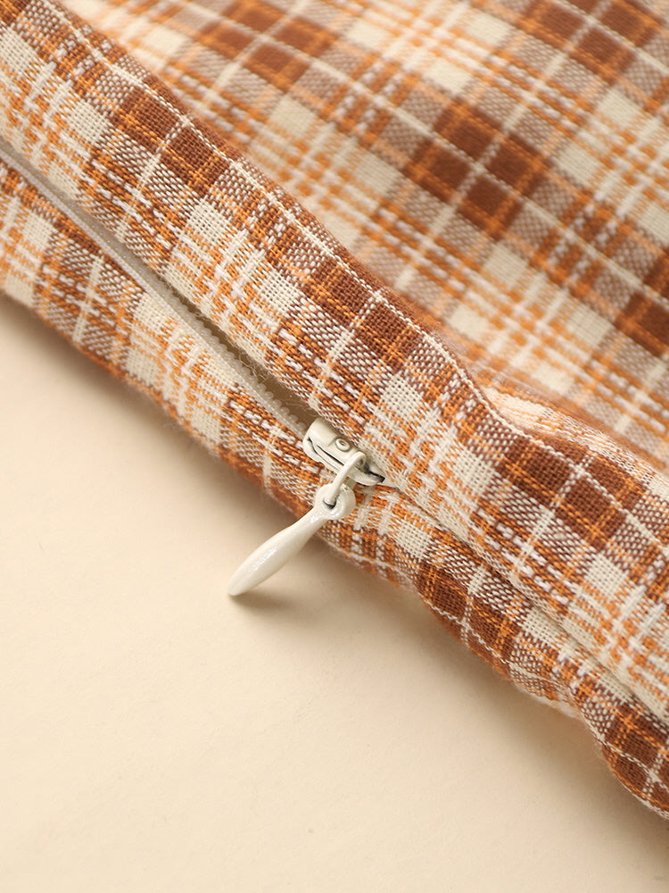 Vintage-Inspired Plaid Pinafore Dress