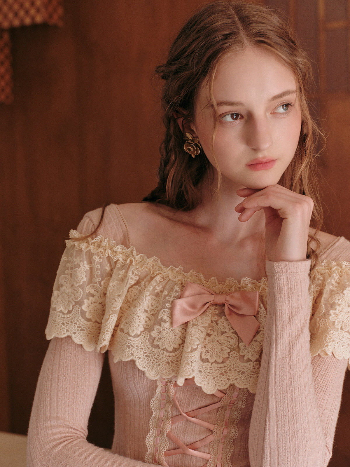 Vintage Lace Off-Shoulder Corset Top