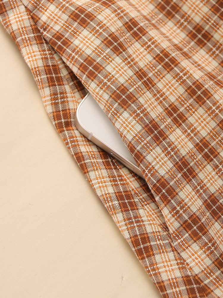 Vintage-Inspired Plaid Pinafore Dress