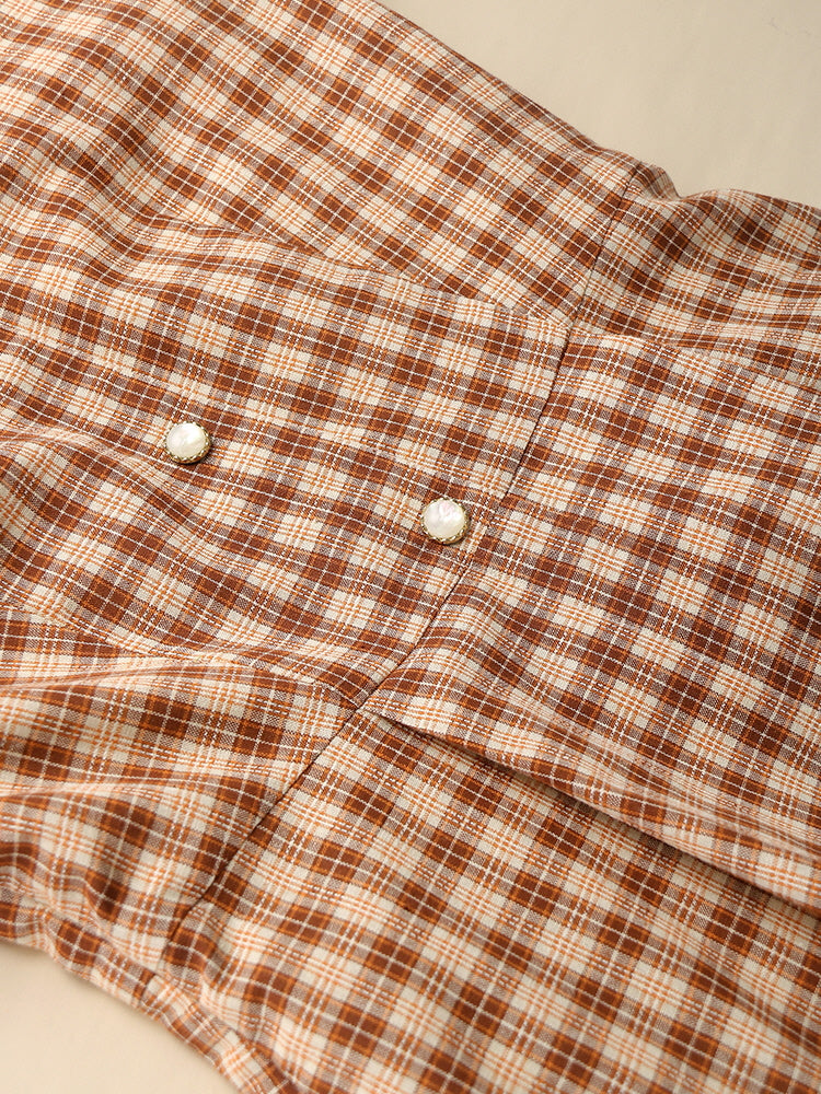 Vintage-Inspired Plaid Pinafore Dress
