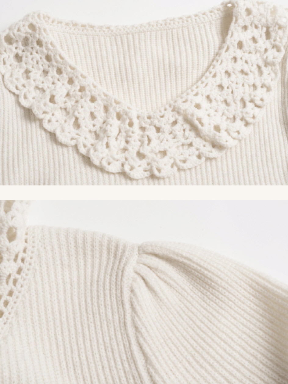 Vintage Lace Collar Knit Sweater