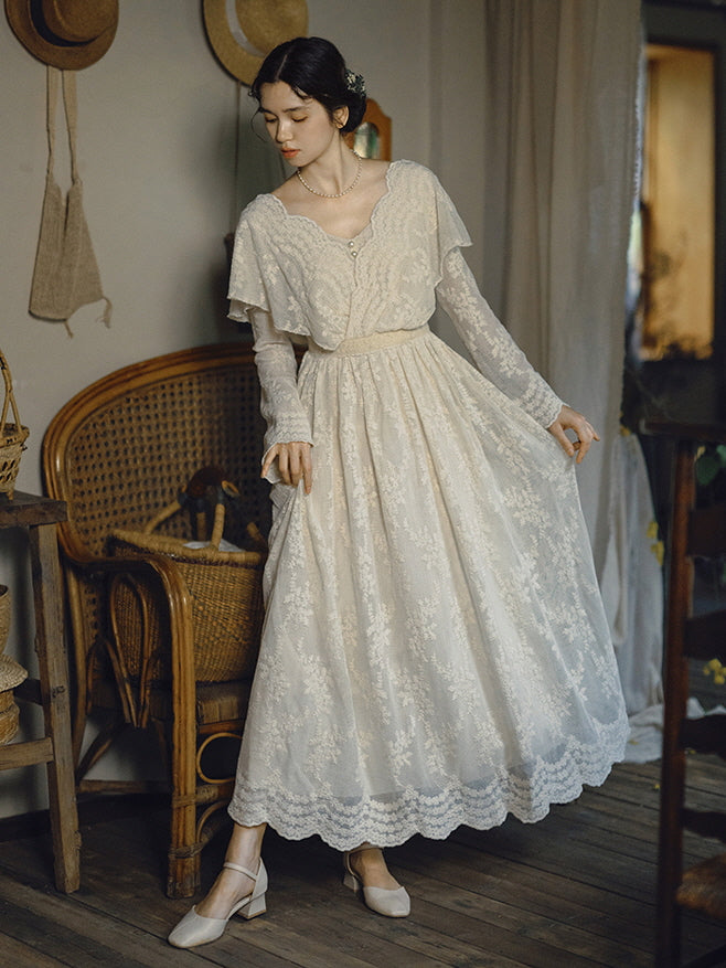 Cottagecore Lace Vintage Cotton Dress