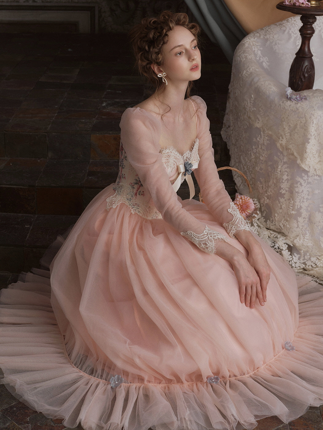 Floral Elegance Vintage Ball Gown
