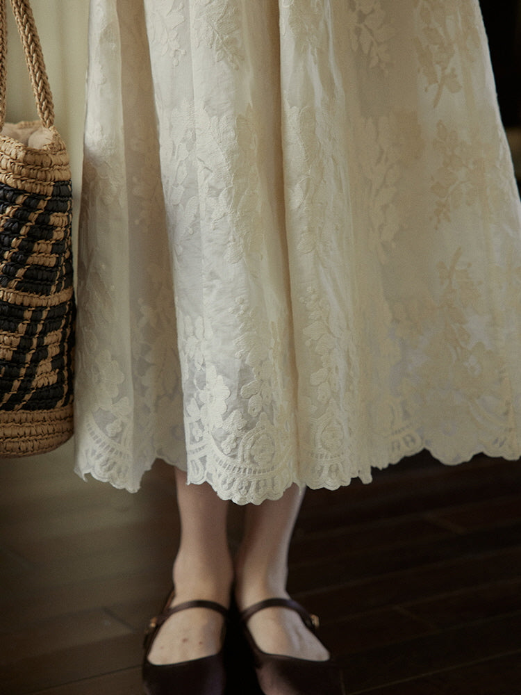 Whimsical Vintage Lace Cottagecore Dress