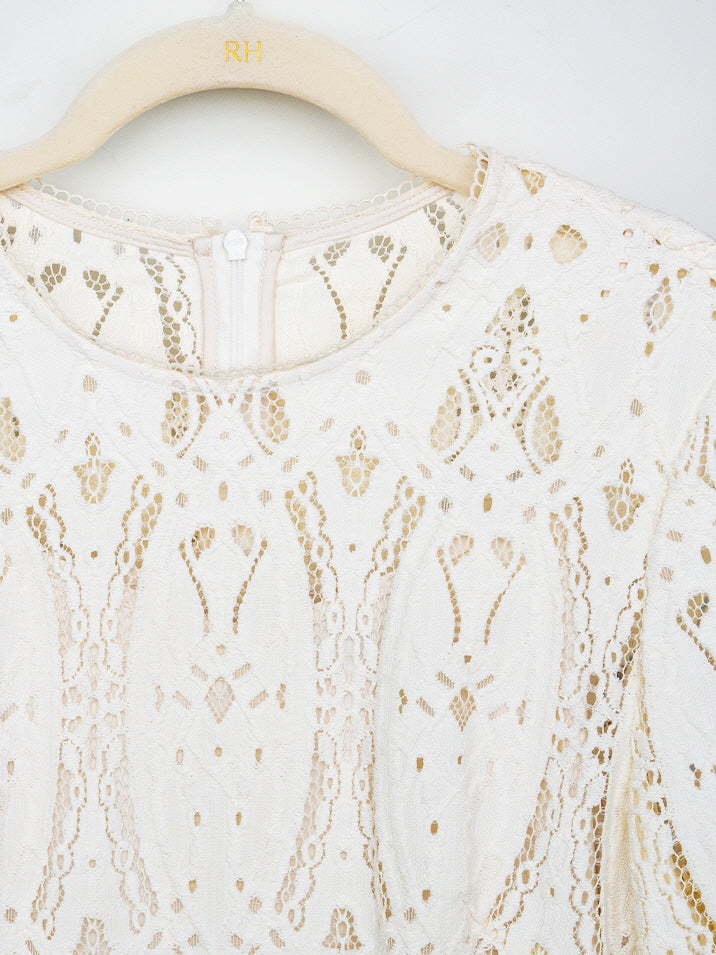 Ivory Lace Vintage Midi Dress