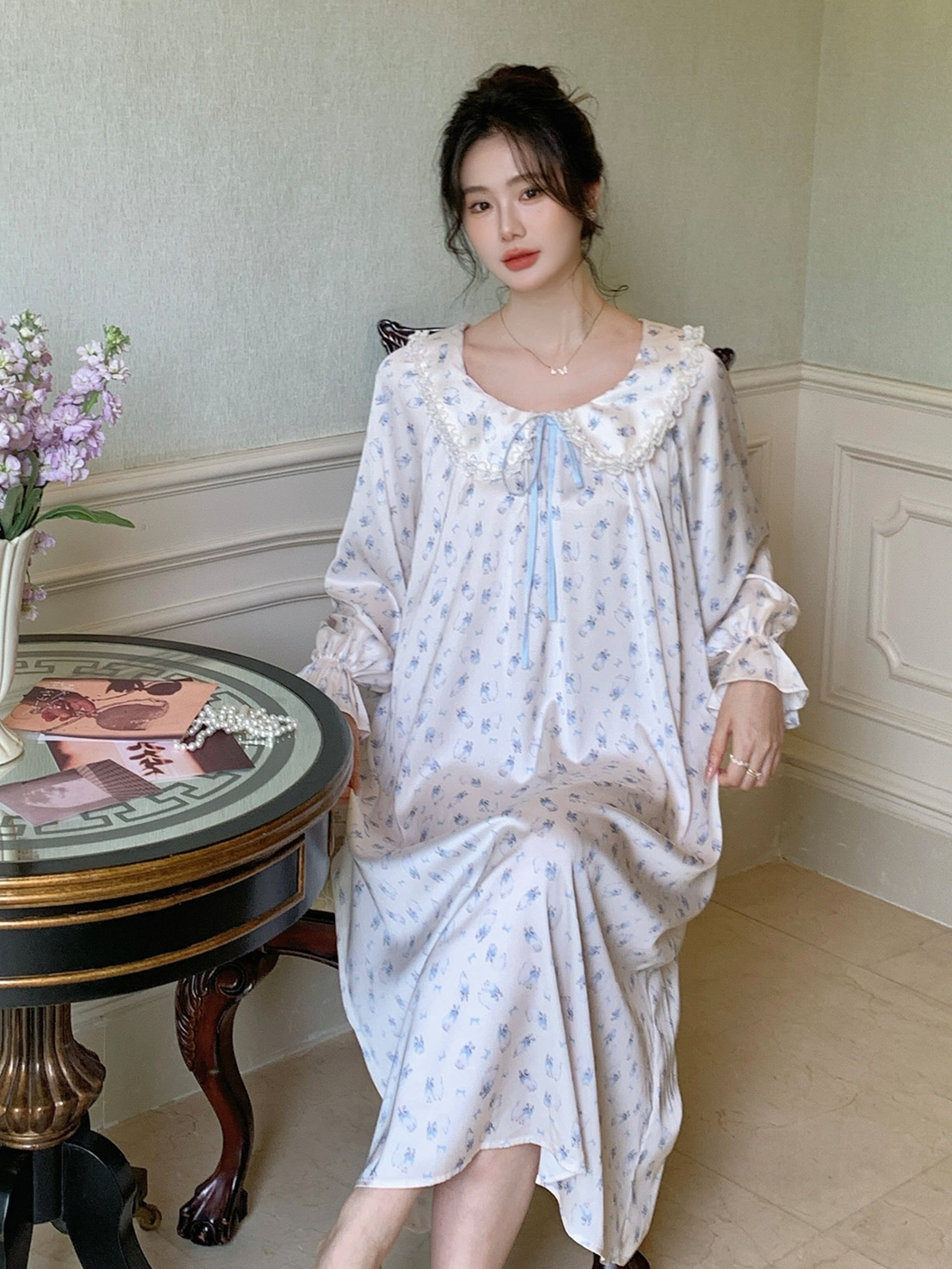 Whimsical Cat Print Nightgown