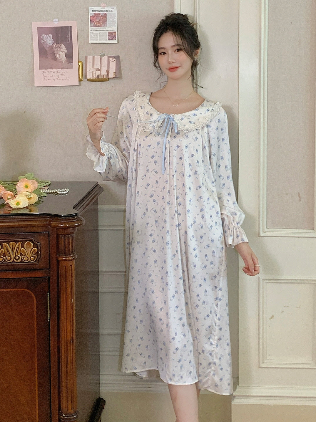 Whimsical Cat Print Nightgown