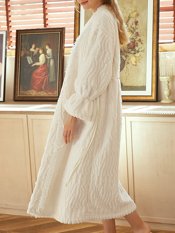 Cozy Bear Ears White Robe Set