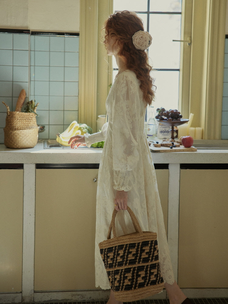 Whimsical Vintage Lace Cottagecore Dress