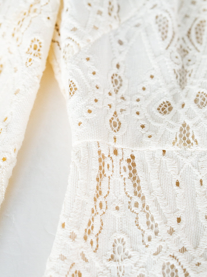 Ivory Lace Vintage Midi Dress