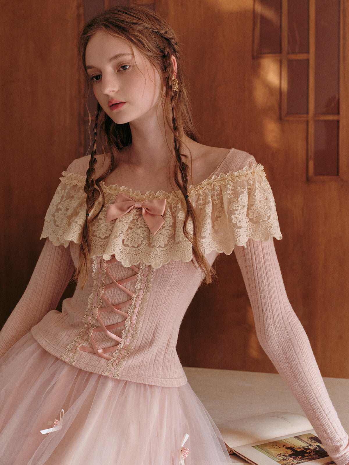 Vintage Lace Off-Shoulder Corset Top