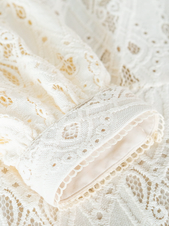 Ivory Lace Vintage Midi Dress