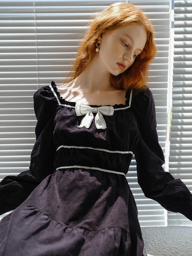 Midnight Elegance Corduroy Dress Black / S