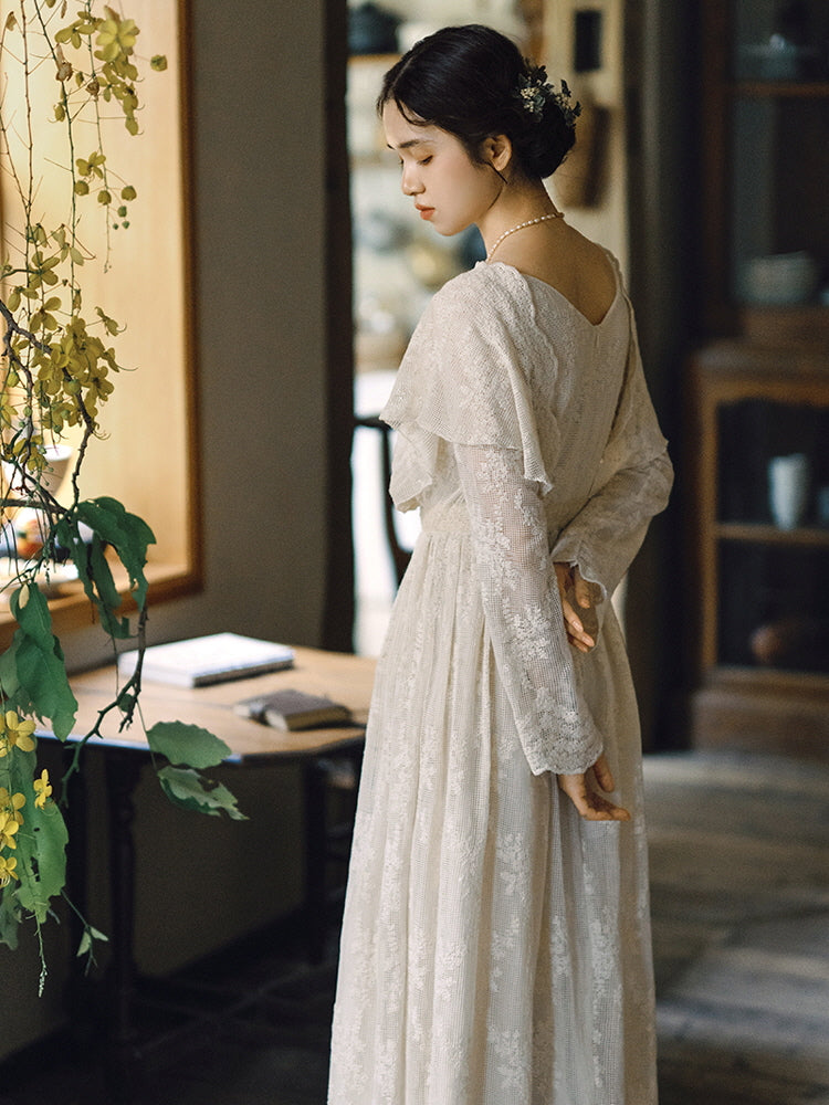 Cottagecore Lace Vintage Cotton Dress
