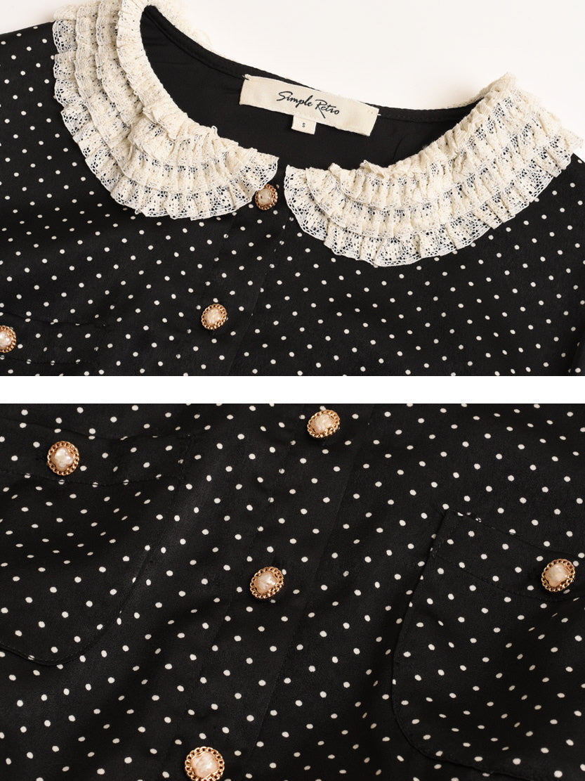 Vintage-Inspired Black Polka Dot Dress
