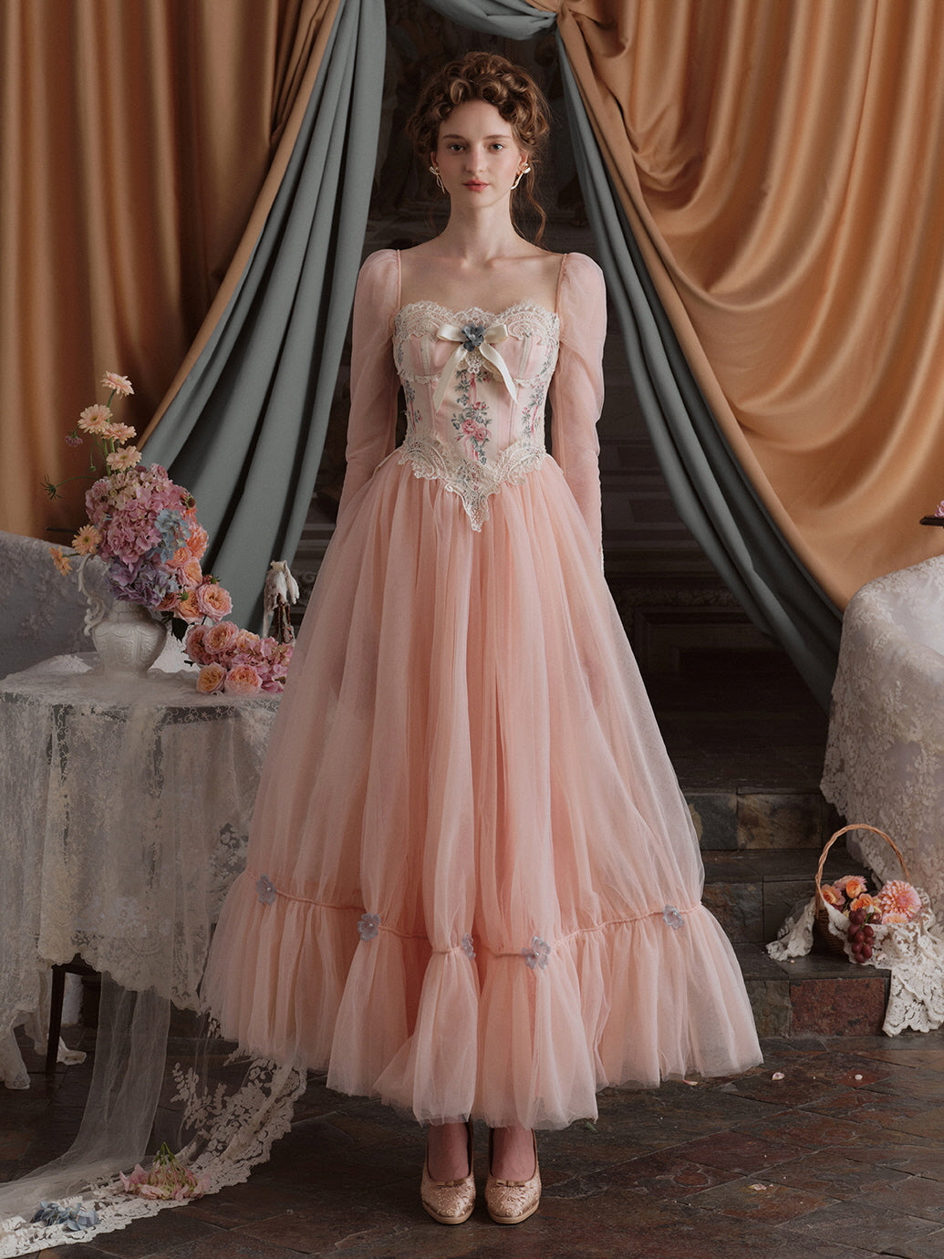 Floral Elegance Vintage Ball Gown