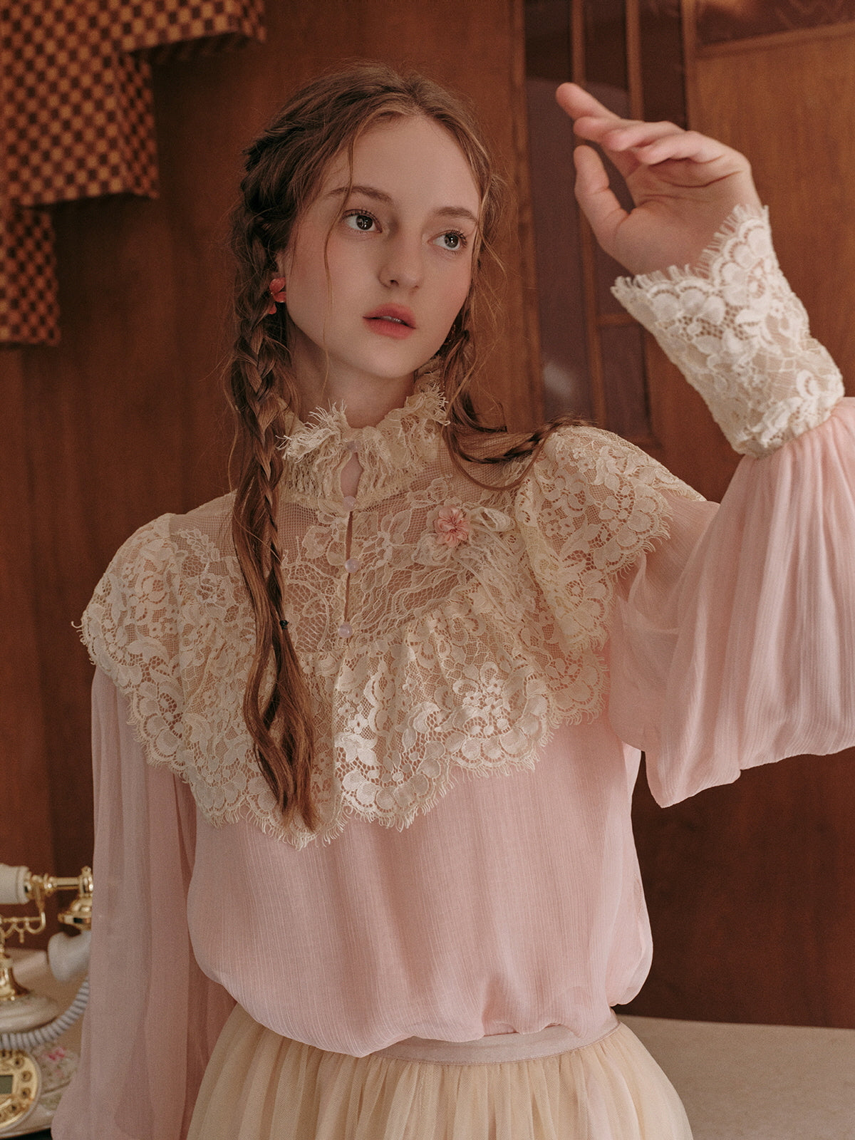 pink blouse dress Linen Three Quarter Sleeve Maxi Shirt Dress - Blossom Pink