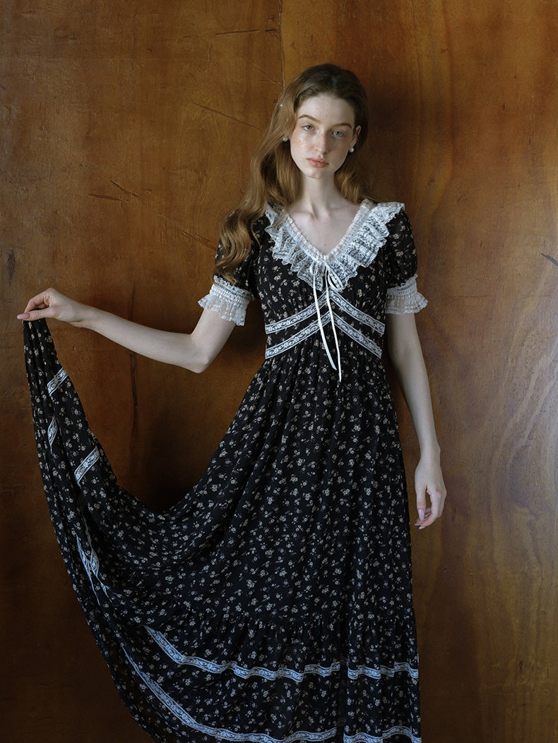 Midnight Blossom Fairy Black Dress