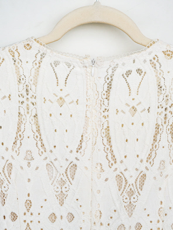 Ivory Lace Vintage Midi Dress