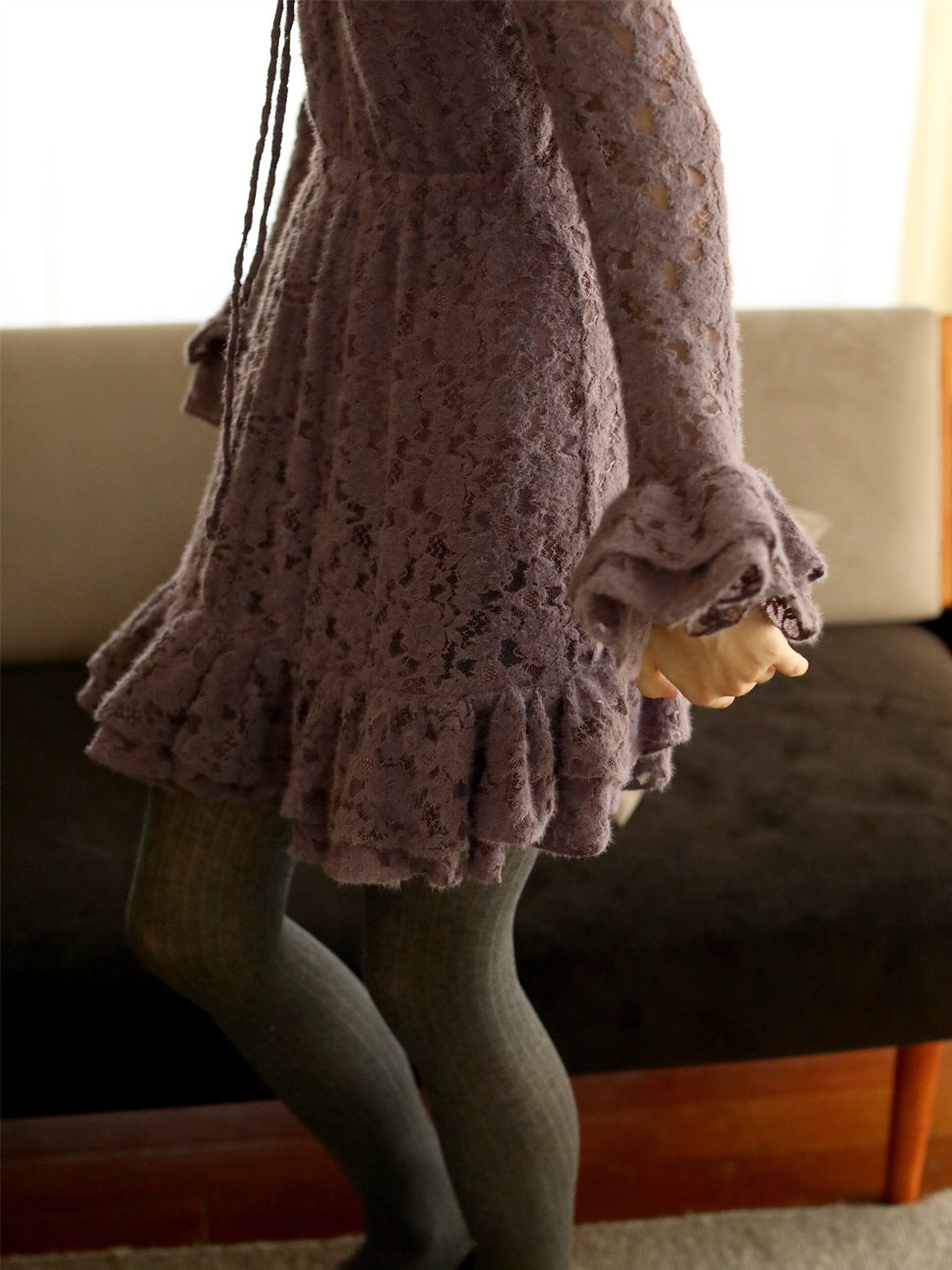 Vintage Lilac Lace Knit Dress