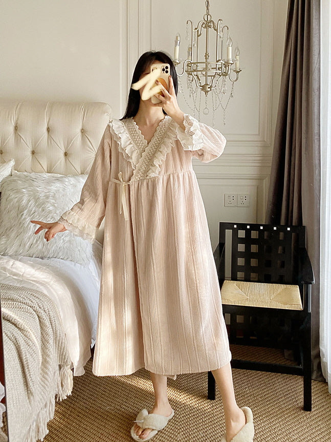 Dreamy Lace-Trim Velvet Nightgown